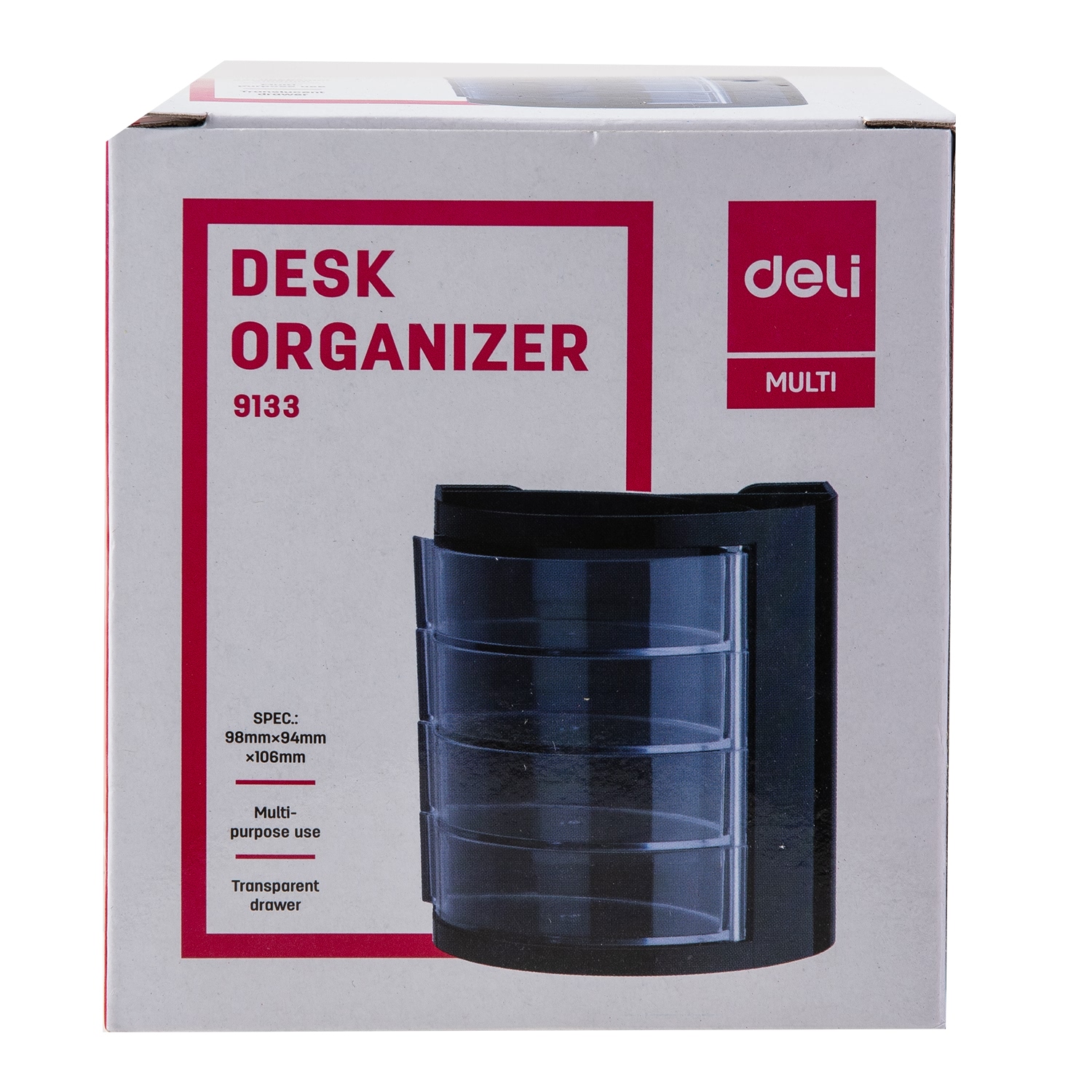 Cốc cắm bút 4 ngăn Deli, Đen -1 chiếc - E9133