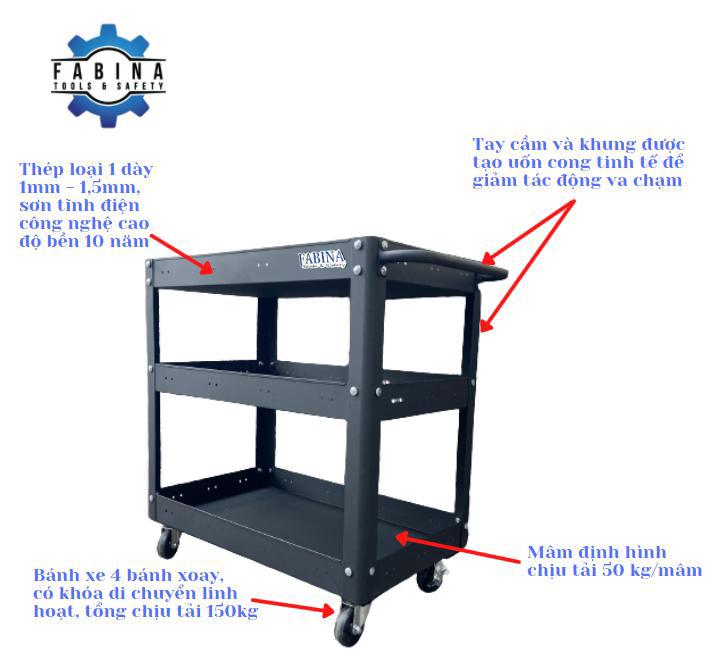 Xe đẩy 3 tầng màu đen FABINA