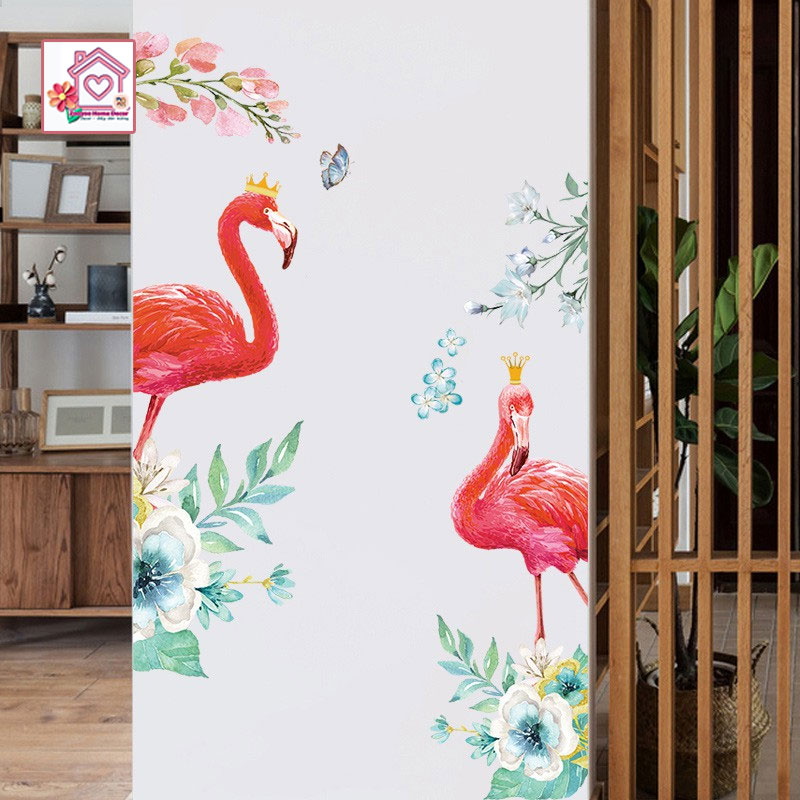 Decal dán tường Chim Hồng Hạc SK9310 cho bé trai bé gái trang trí tường phòng khách phòng ngủ - Sticker - Miếng dán tường - Hình dán