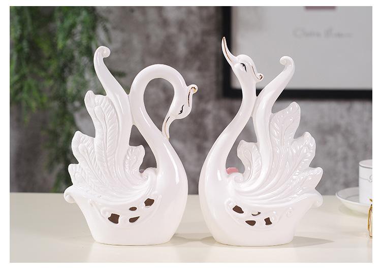 Tượng thiên nga đôi sứ 2 hoa