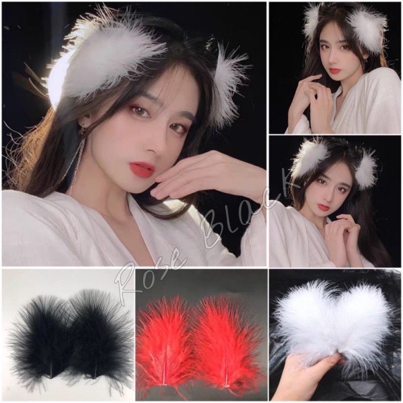Kẹp tóc lông vũ tơ đủ màu