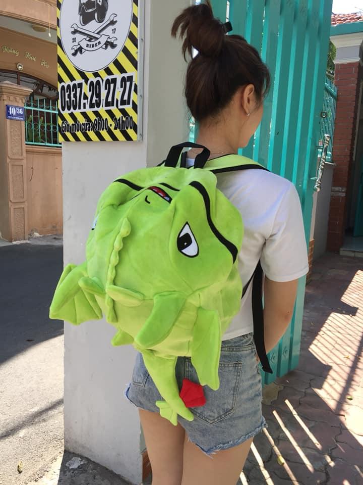 Balo Con Rồng Khủng Long size Lớn màu xanh lá cây Đựng FullFace, Sach vở đi học