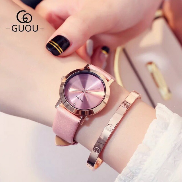 Đồng hồ nữ GUOU 8171 dây da cao cấp thời trang