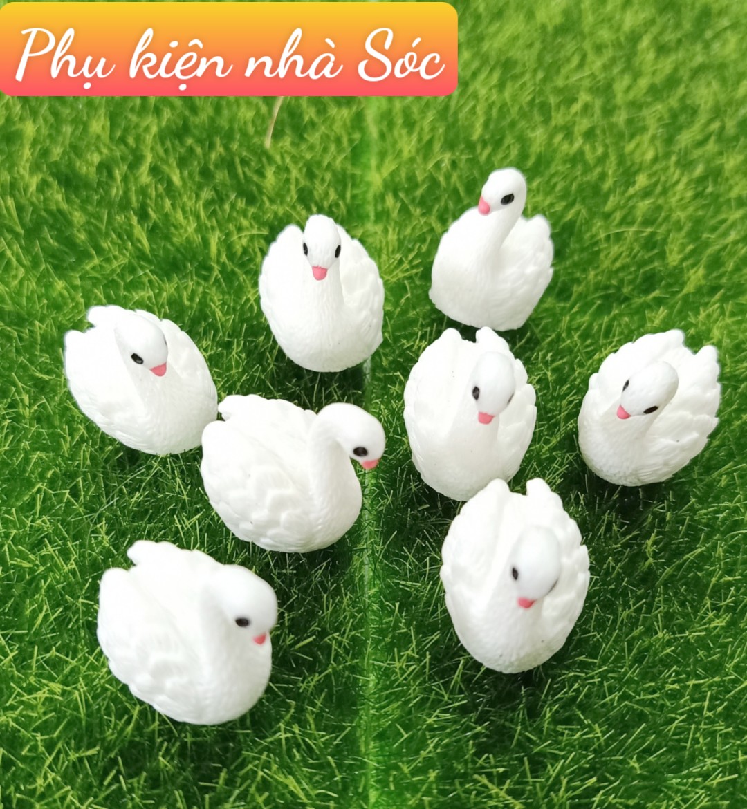 Thiên nga trắng mini trang trí tiểu cảnh dễ thương