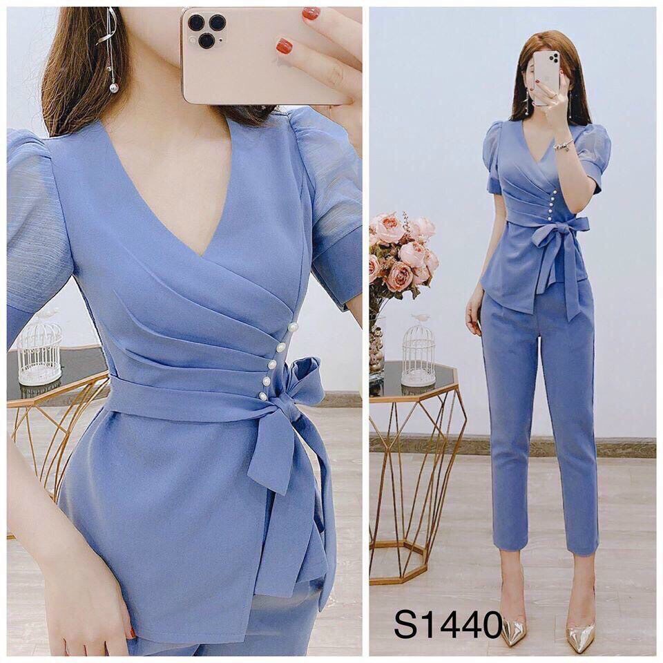 [HCM]SÉT BỖ EO CÀI NƠ ĐÍNH CƯỜM EO THỜI TRANG THANH LỊCH
