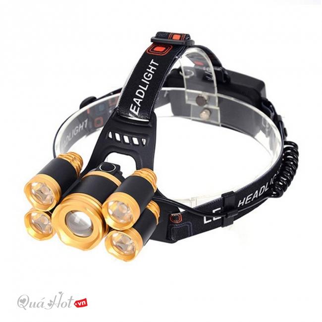 Đèn Đội Đầu 5 mắt Cực Sáng Pin Sạc