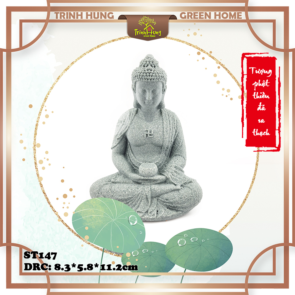 Tượng phật thiền đá sa thạch ST143 - trưng bày, trang trí tiểu cảnh, bán cạn, terrarium