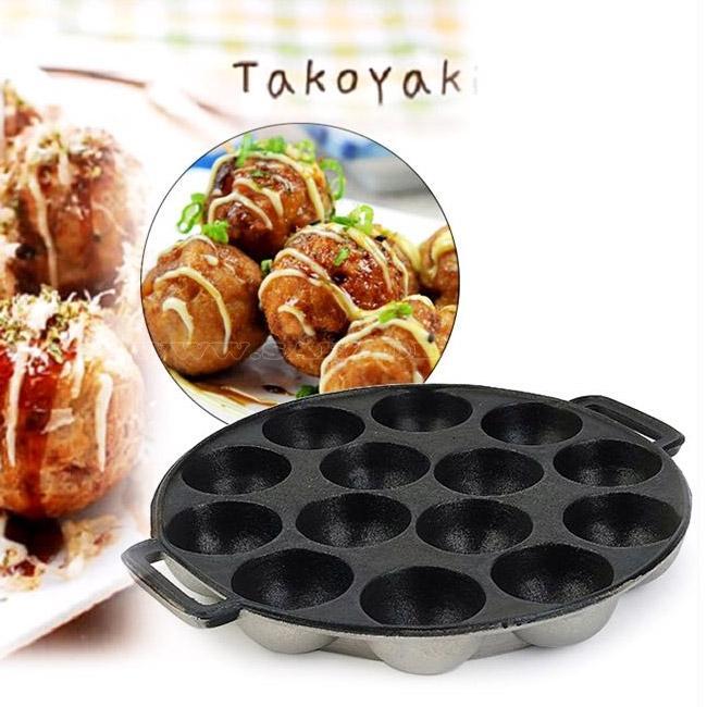 Khuôn Làm Bánh Bạch Tuộc Takoyaki Thơm Ngon (Bánh Khọt Nhật )/ Chất liệu: khuôn gang dày chống dính Màu sắc: đen Đường kính khuôn: đường kính 21 cm