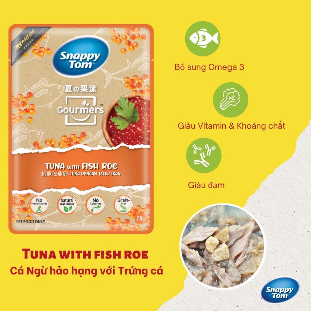Thức ăn pate snappy tom trái cây cho mèo gói 70gr