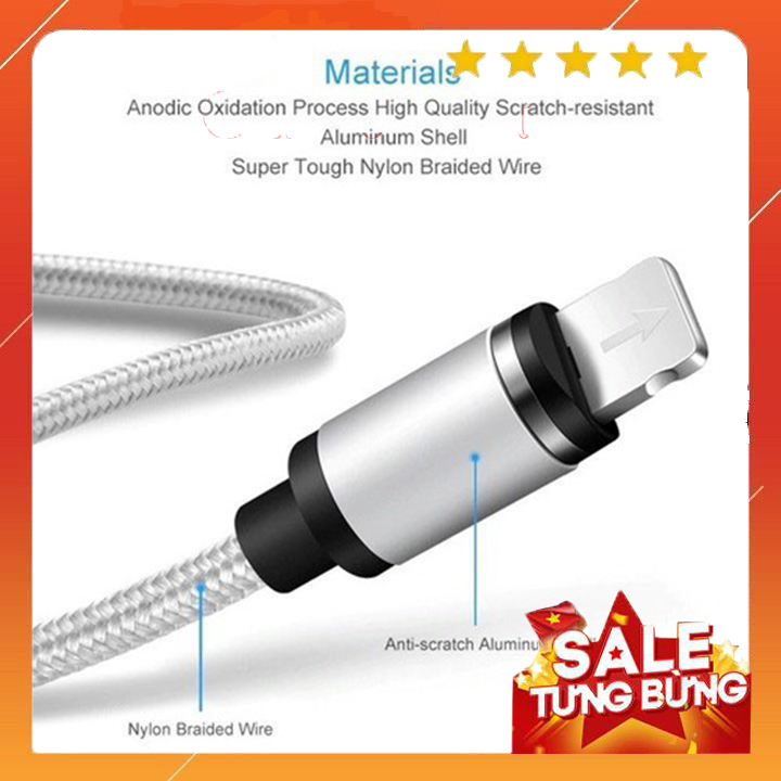 Cáp Sạc Đa Năng 3 Đầu Hit Nam Châm. Lightning, Micro USB Và Type C