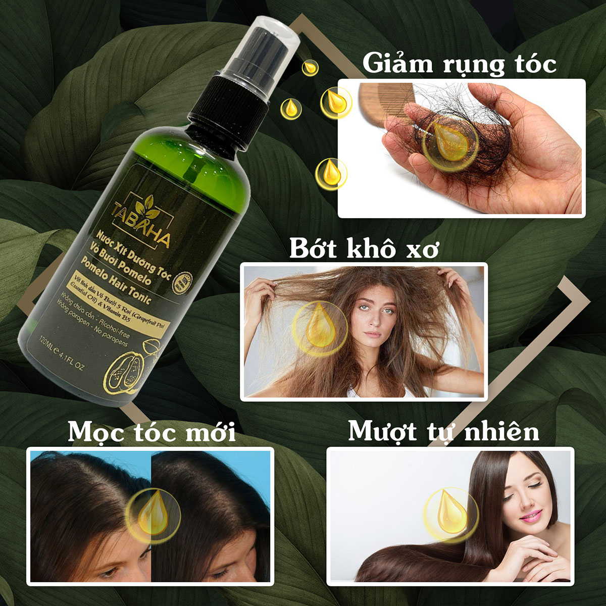 [HCM]Liệu trình ngăn rụng tóc 2 chai xịt mọc tóc Pomelo Tabaha 120ml