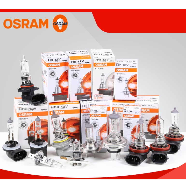 Bóng Đèn Pha Osram 12V 55W Halogen Cao Cấp Chân H1/H3/H4/H7/H11/HIR2 (9012) Cho Xe Máy Xe Ô Tô