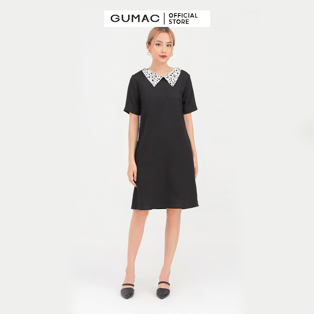 Đầm nữ  suông phối cổ DB757 mẫu mới GUMAC