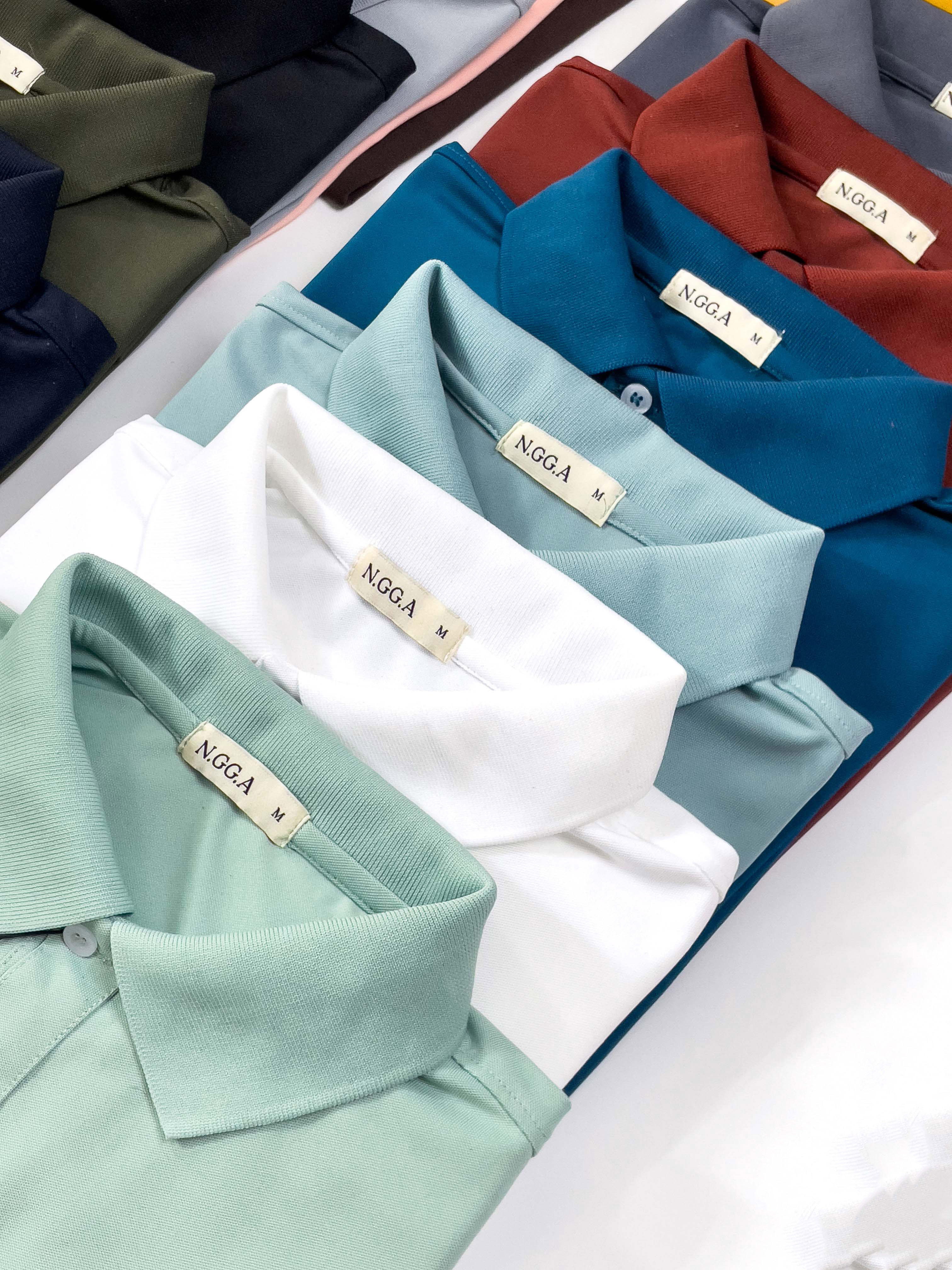 Áo Polo trơn nam - N.GG.A- chất cotton cá sấu - có 17 màu - Size từ 45 -85kg - Thời trang polo nam top men