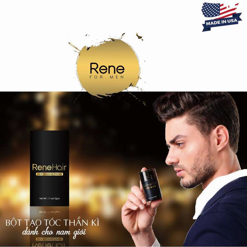 [CHÍNH HÃNG] Bột tạo dày tóc Rene Hair 12g [Giải pháp mỹ phẩm tức thời để che dấu vùng tóc mỏng, ít hay hói] - USA