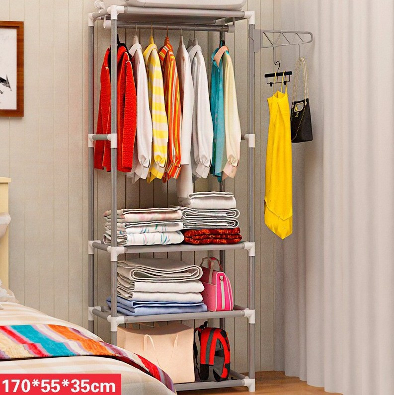 Kệ treo quần áo chữ h -tủ quần áo, tủ treo quần áo chữ h, kệ treo quần áo chữ h gọn nhẹ - tiện dụng, chất liệu khung sắt tĩnh điện, thiết kế 4 tầng rộng rãi để nhiều đồ, chất liệu an toàn.