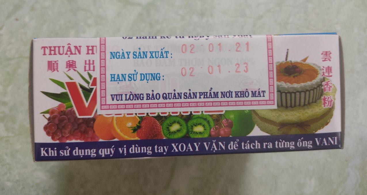 (HT) 1 hộp Bột thơm vani Thuận Hưng (100 ống)