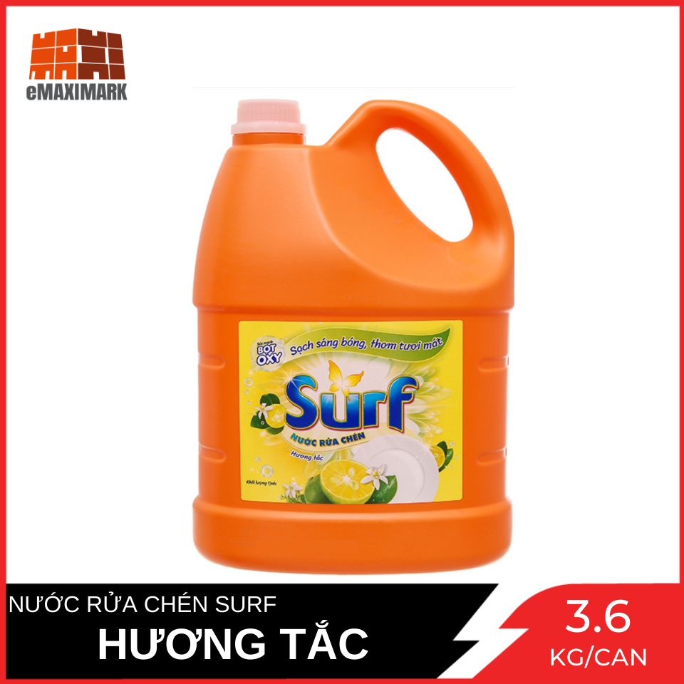 Nước rửa chén surf hương tắc can 3.6kg