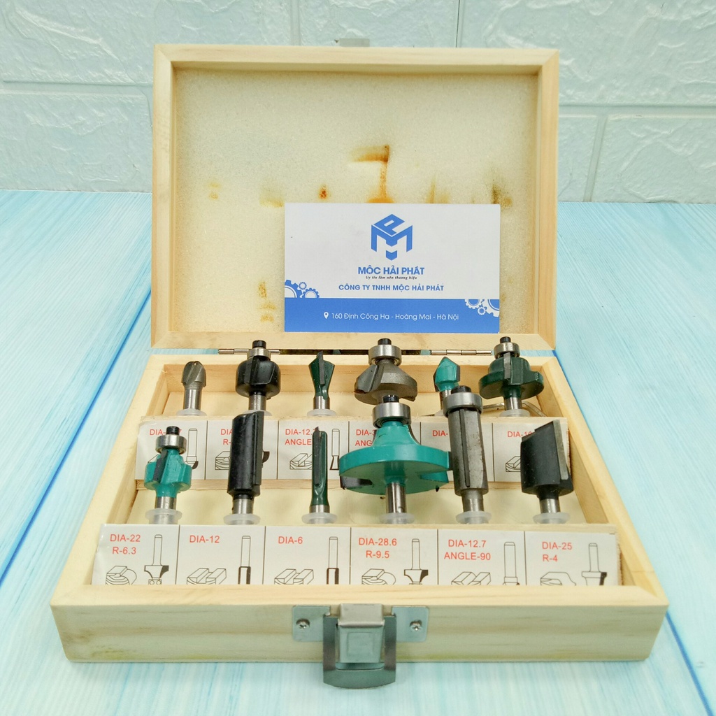 Bộ 12 mũi phay cot 6.35 Nghề Mộc