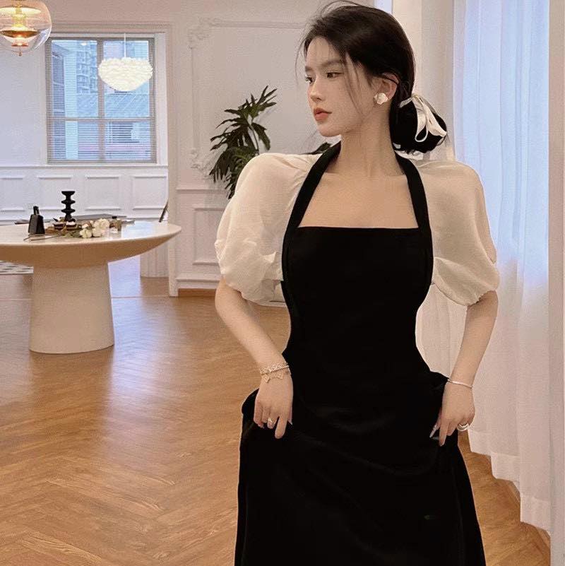 ĐẦM LULI PHỐI TAY VOAN CỔ TRẮNG CUTOUT LƯNG