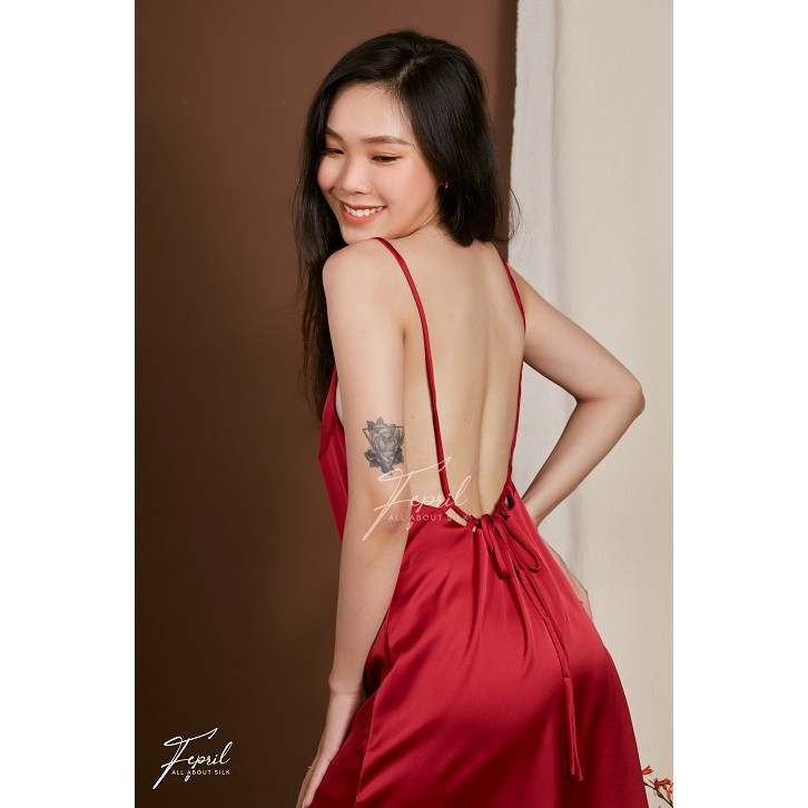 Đầm lụa thắt dây hở lưng FEPRIL New Backless Dress