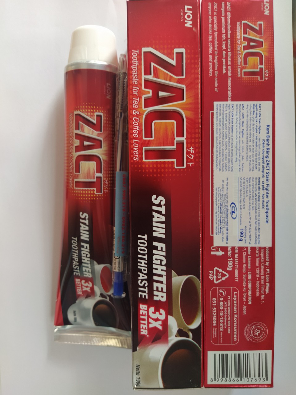 [HCM]Kem Đánh Răng ZACT 190g ( LION Nhật Bản - Hàng nhập khẩu)