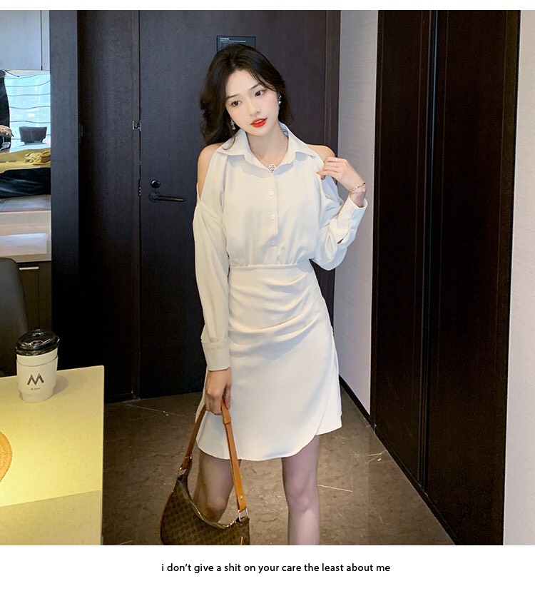 ĐẦM SƠ MI TAY DÀI CUT OUT - HK1601