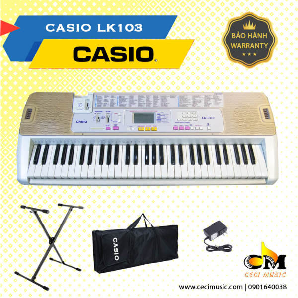 Đàn Organ Casio LK103, sản xuất tại Nhật, 61 phím sáng, phù hợp cho trẻ nhỏ mầm non, thiếu nhi học và làm quen với đàn