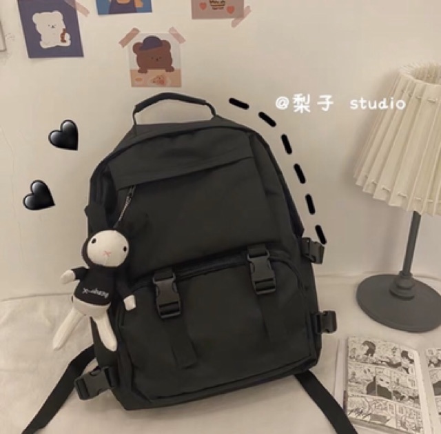 BALO ULZZANG BASIC ( chống nước ) ( 2 khoá nhựa đen song song)