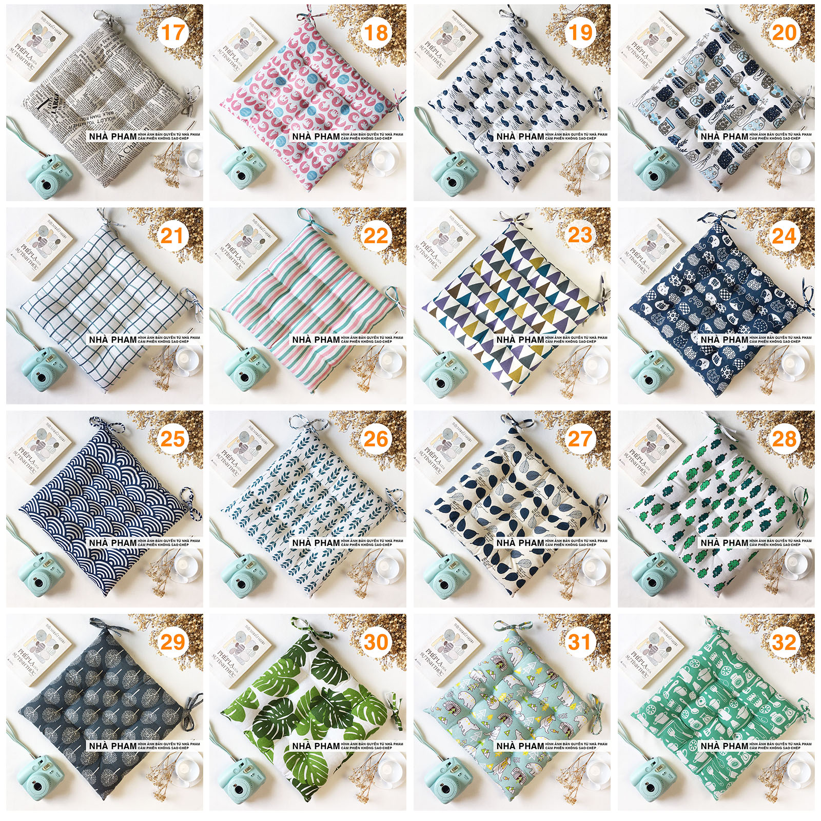 Đệm Vuông Ngồi Bệt PATTERN PHAM (40,45,50cm) (NO17-32)