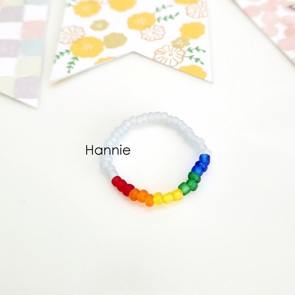 EMMIE - Nhẫn hạt cườm nhựa handmade (Xanh lá/Xanh dương/Tím/Cam/Hồng/Mix)