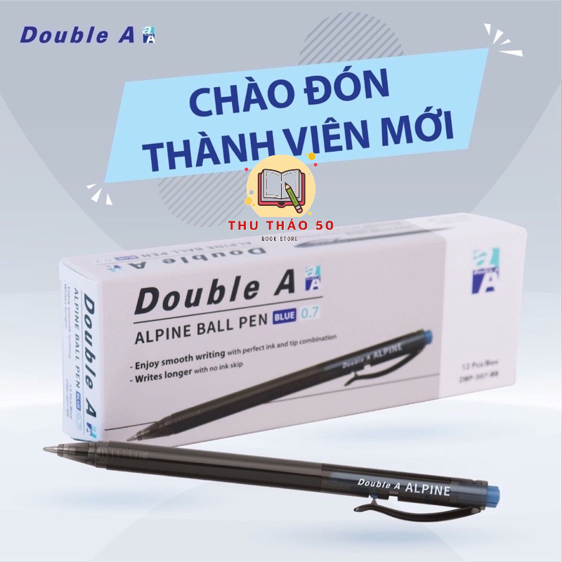 Bút bi double a alpine 0.7mm xanh : hộp 12c