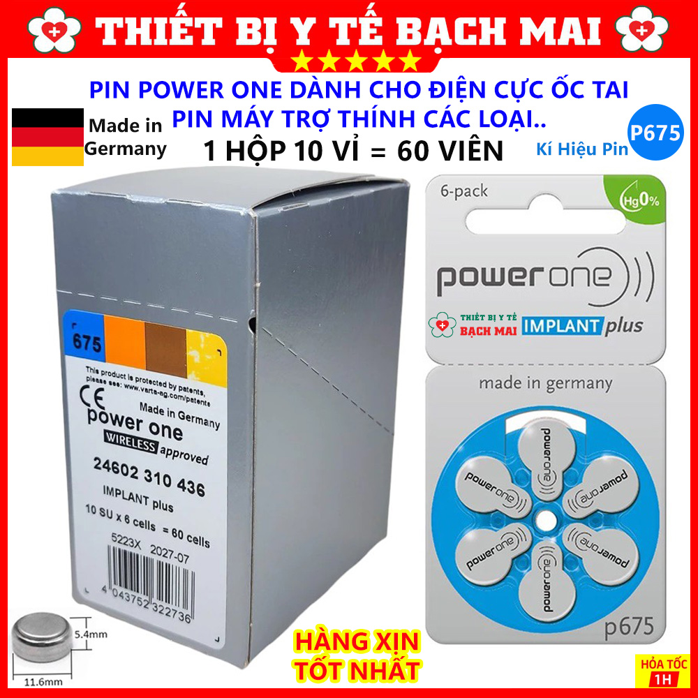 Pin Máy Trợ Thính POWER ONE P675 - Vỉ 06 Viên
