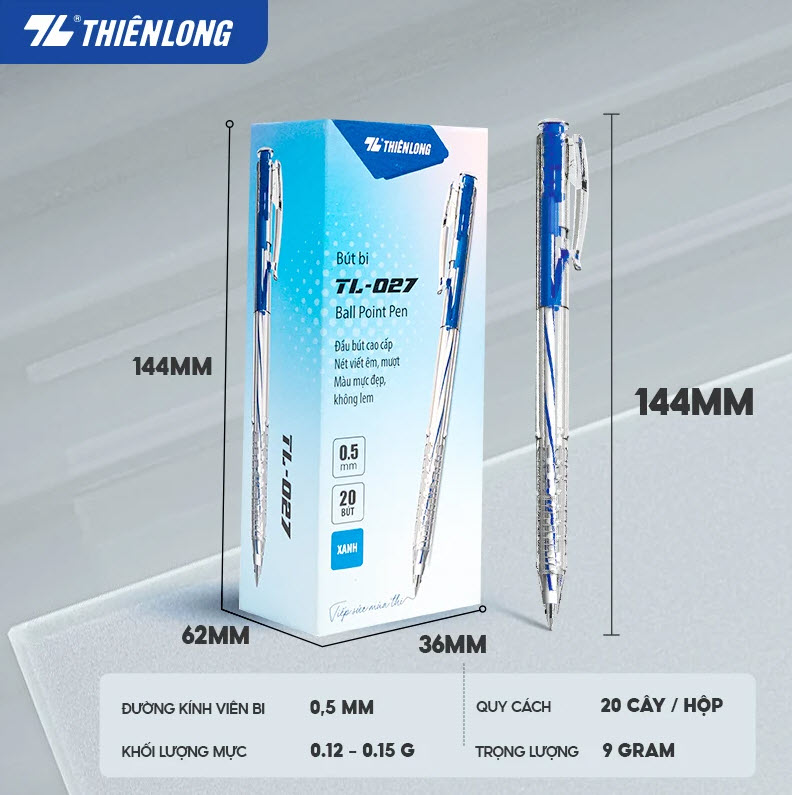 Hộp bút bi Thiên Long TL-027 (20 cây)