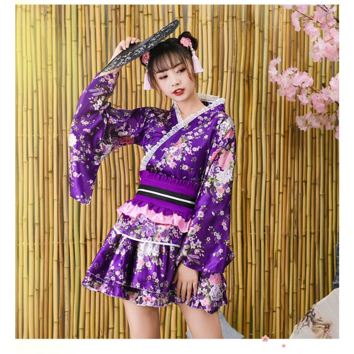 Bộ Kimono Nữ Cách Tân, Trang Phục Yukata nữ váy ngắn phong cách trẻ trυng phù hợp chụp ảnh, cosplay