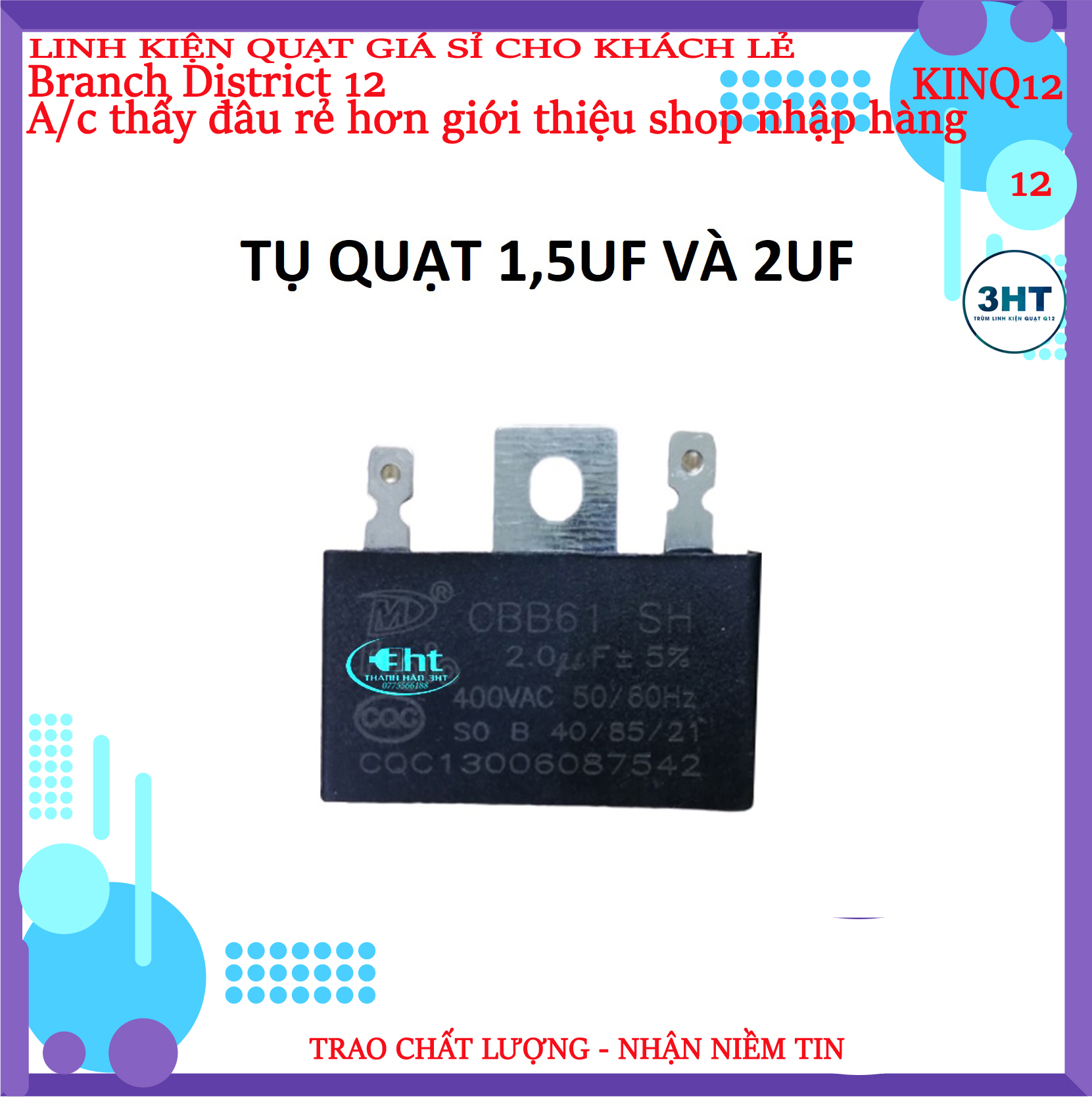 10 tụ điện 2 MF 400VAC - Tụ quạt điện