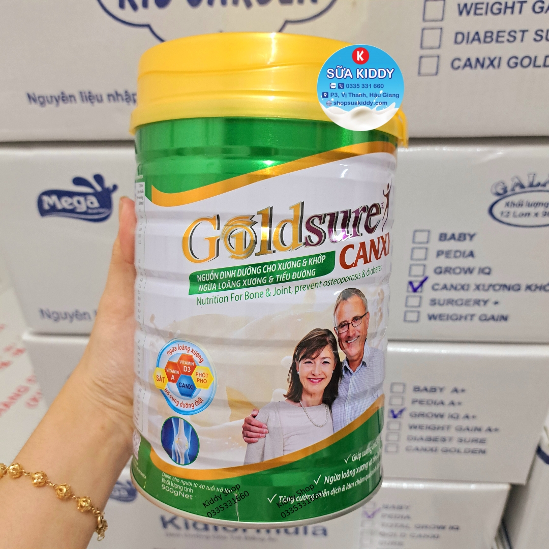 Sữa GOLDSURE CANXI NC 900G dành cho người cần ngừa loãng xương, tiểu đường (cam kết chính hãng, date luôn mới)