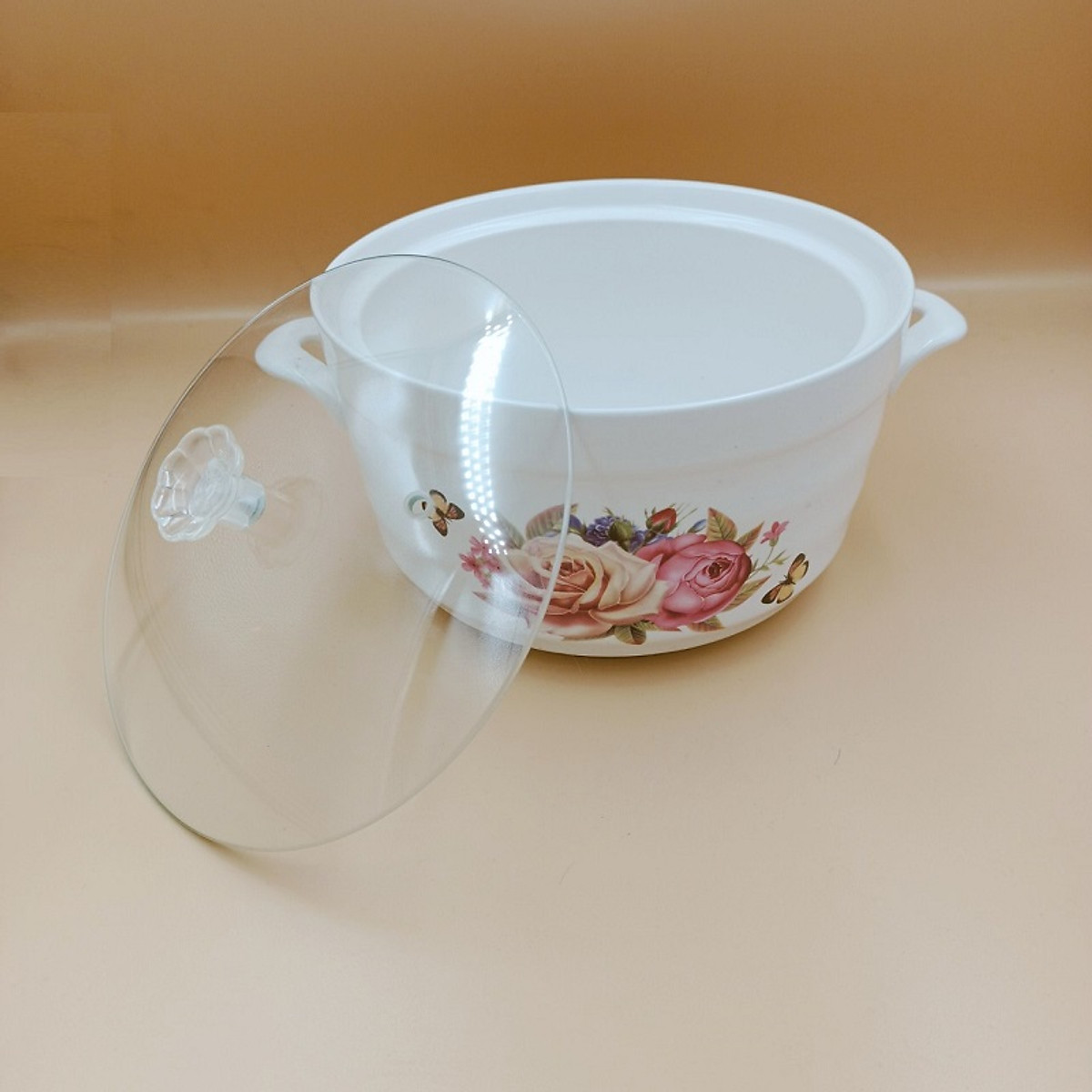 ÂU SỨ ĐỰNG CƠM CANH NẮP KÍNH