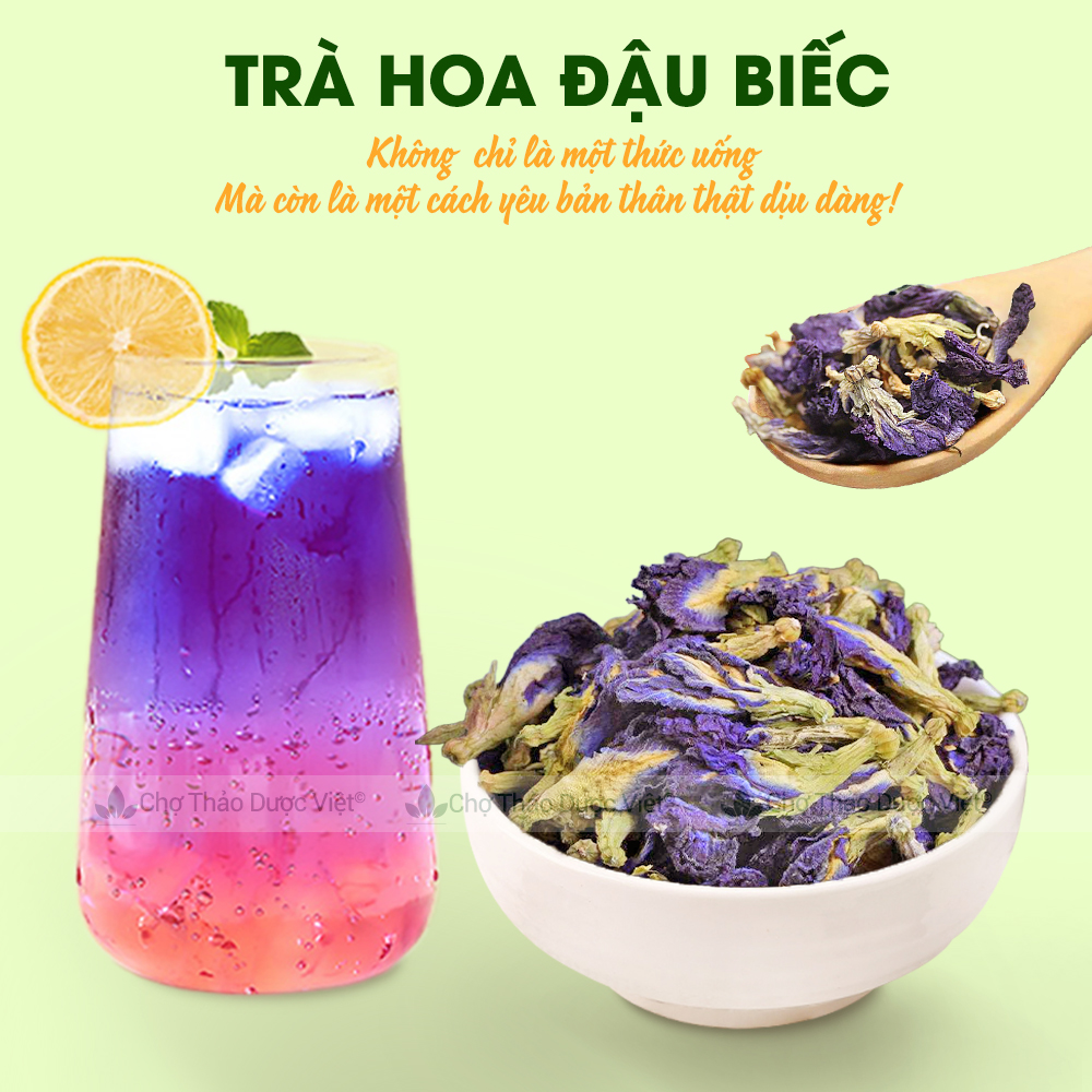 Trà hoa đậu biếc 100g, sấy lạnh, nguyên liệu pha trà, làm bánh, tạo màu thực phẩm tự nhiên