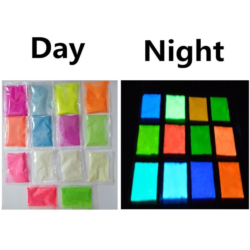 combo 5 lọ bột dạ quang kèm sơn pha