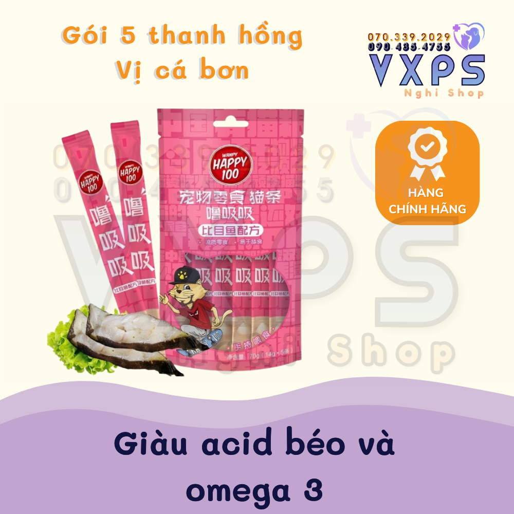 [GIẢM ĐẾN 20% Ở XU] Soup Thưởng Wanpy Happy 100 (14g x 5 Thanh) - Súp Thưởng Cho Mèo