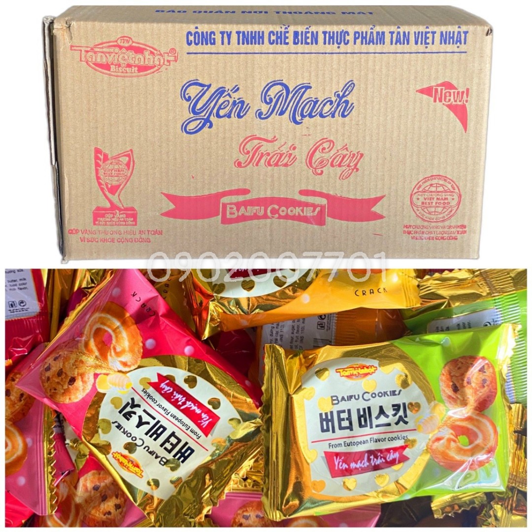 Sỉ thùng 3.8kg bánh quy yến mạch trái cây tân việt nhật -đồ ăn vặt-tết -bánh mứt tết