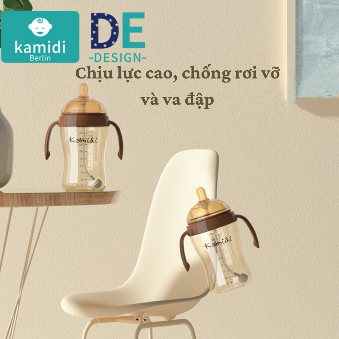 Bình Sữa Kamidi PPSU núm ti mềm mại mô phỏng đầu ti mẹ