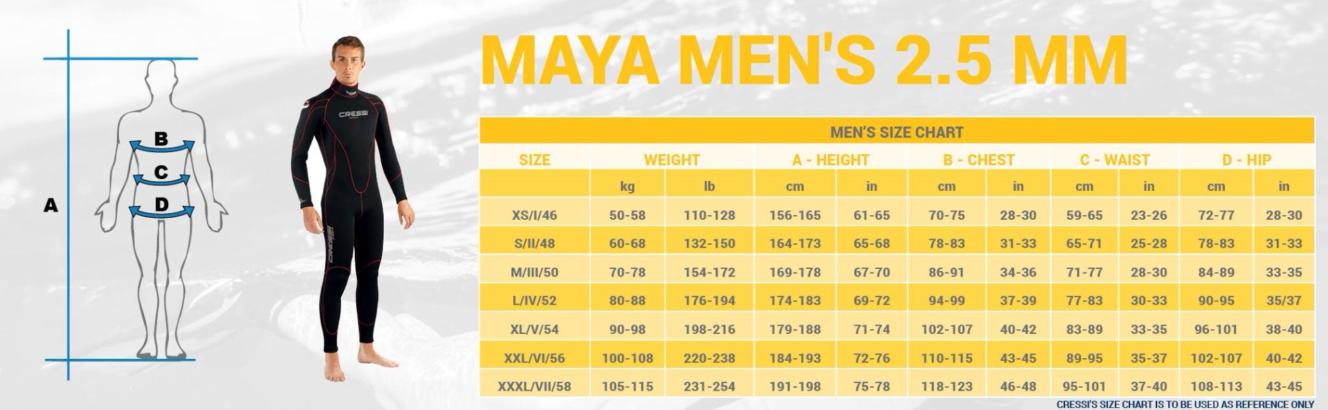 BỘ ĐỒ LẶN LIỀN THÂN CRESSI WETSUIT MAYA 2.5mm