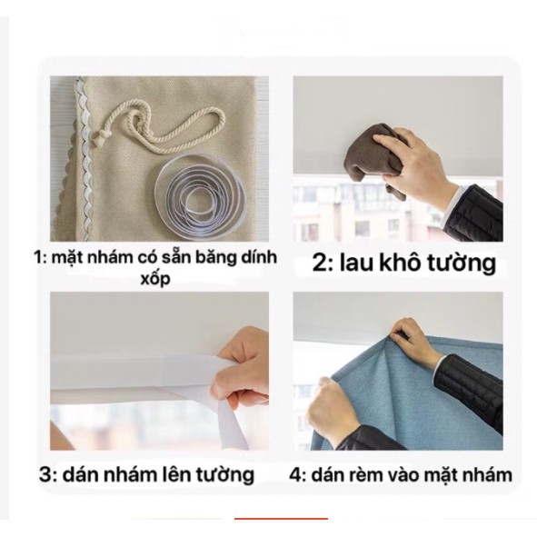 Rèm dán cửa không cần thanh treo (size 1m x 2m, 2m x 2m)