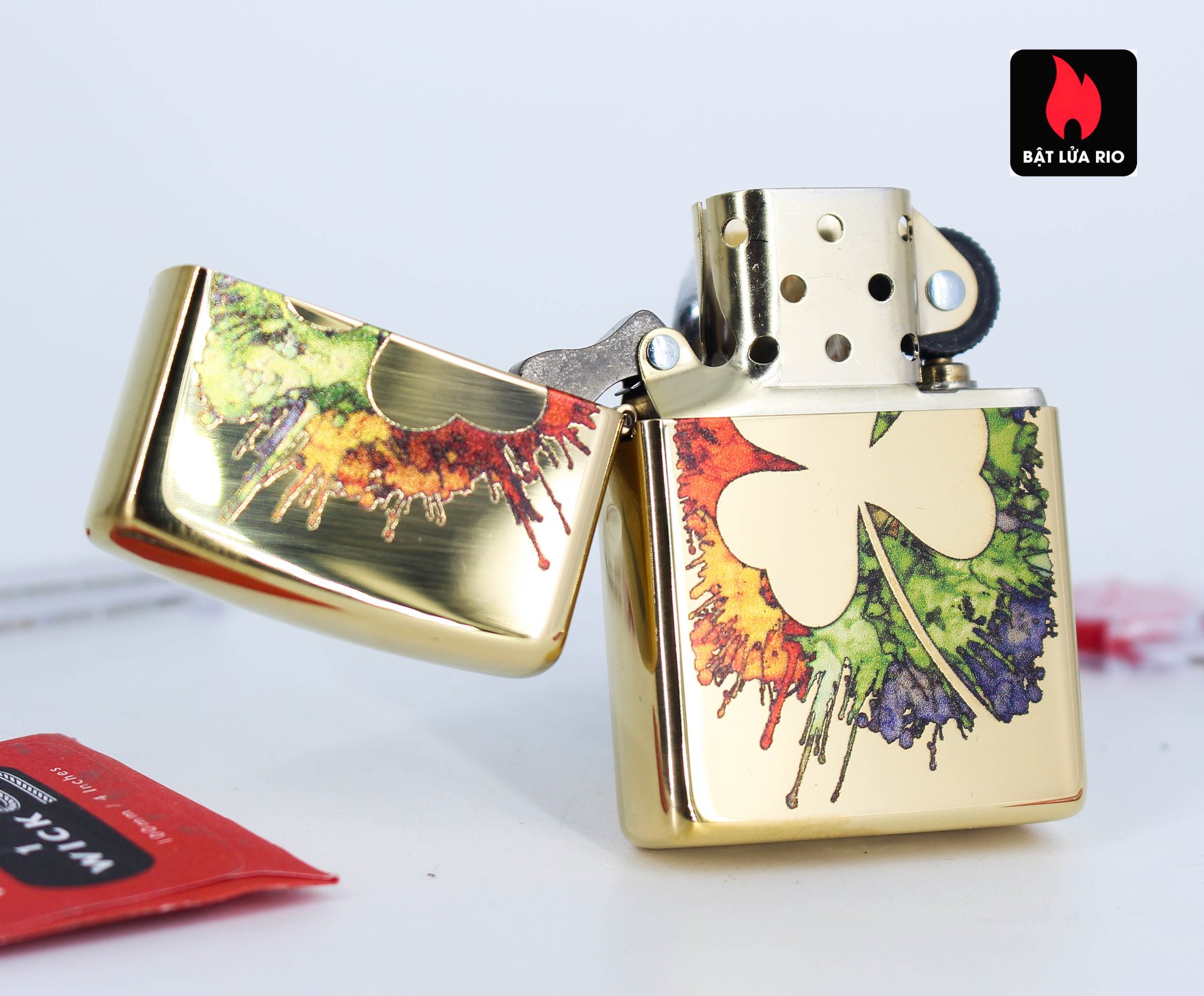 Bật lửa Zippo 49125 – Zippo Graffiti Clover Design High Polish Brass