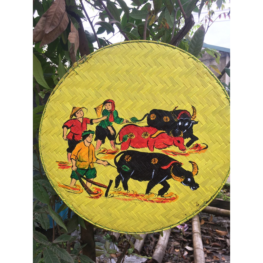 Mẹt tre vẽ tranh đông hồ trang trí