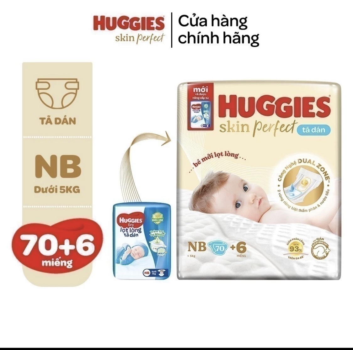 (Mẫu Tràm Trà) Bỉm Huggies Dán Size M76/L68/XL62/Xxl56