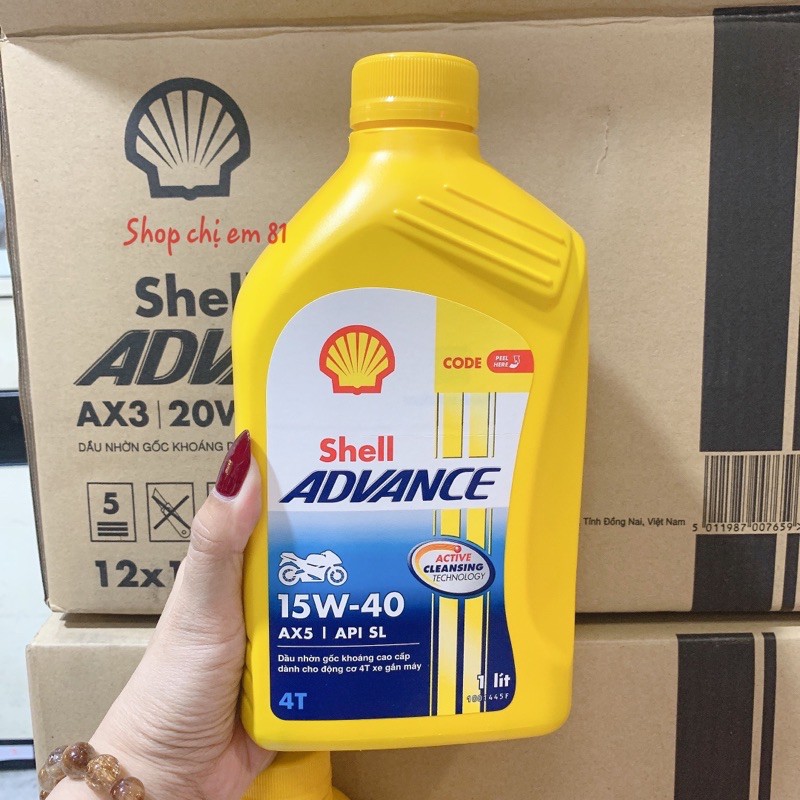 NHỚT SHELL ADVANCE AX5 15W-40 1L (Nhớt xe số)