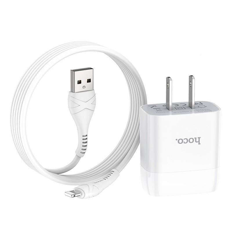 Bộ Cóc Sạc Nhanh Hoco C72 2.1A Cổng Lightning Có Dây